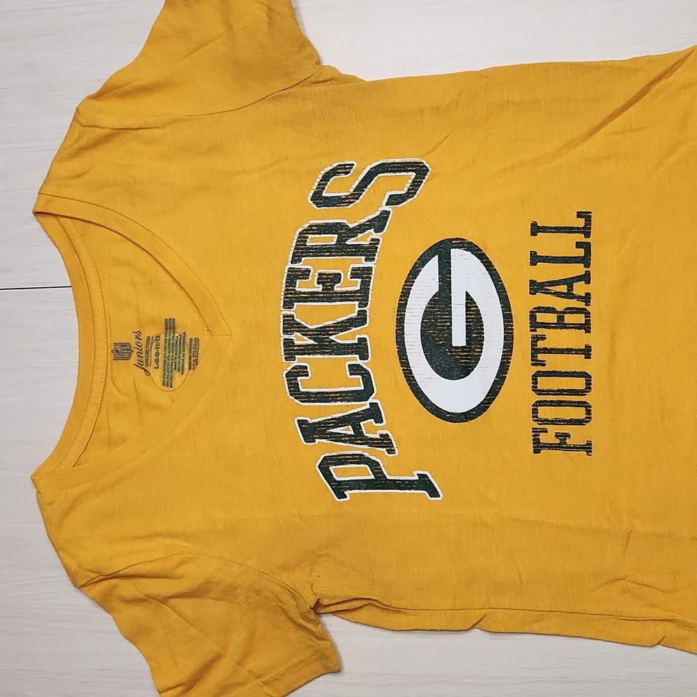 💚 Green Bay Packers 🧀 Tee 🏈 NFL 🏆 Sz Juniors Lg ⭐️ Gold